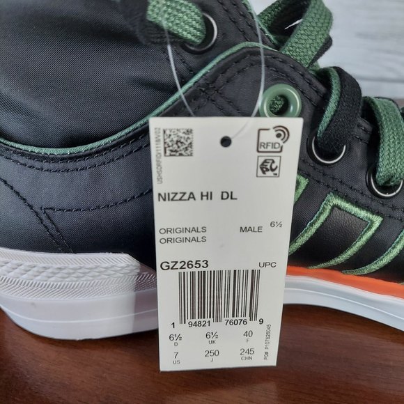 Adidas Originals Nizza Hi DL Black Green White Men Casual Shoe GZ2653 Sz 7 NWT